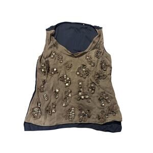 Y2K silk soft, crystal embellished sleeveless top size small